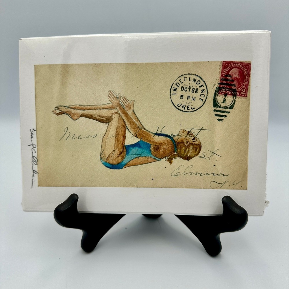 Sean P Callahan Diver Giclee Print Vintage Envelope Style Art 5x7 Blue Swimsuit